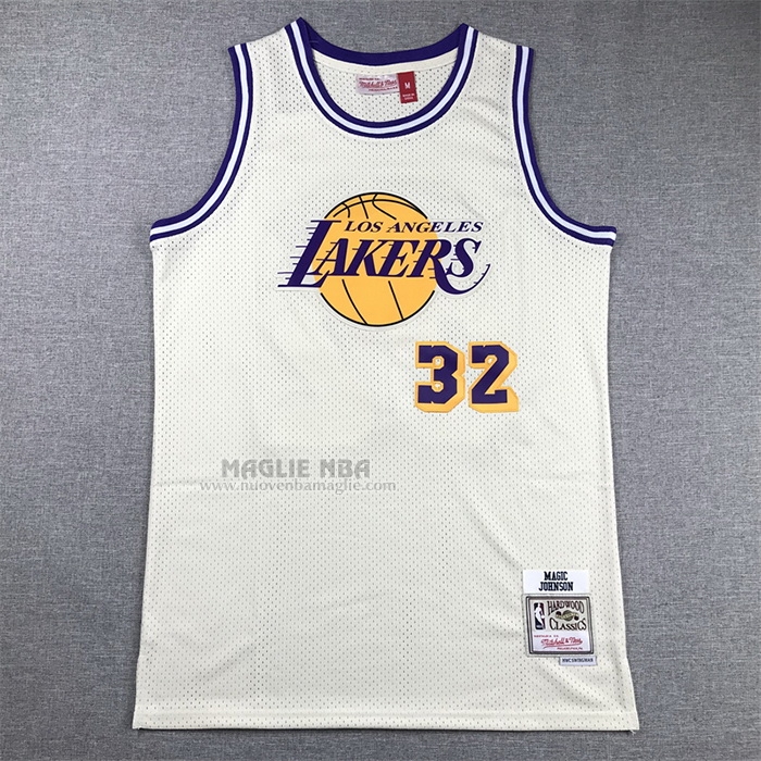 Maglia
 Magic Johnson NO 32 Los Angeles Lakers Mitchell & Ness Chainstitch Crema
